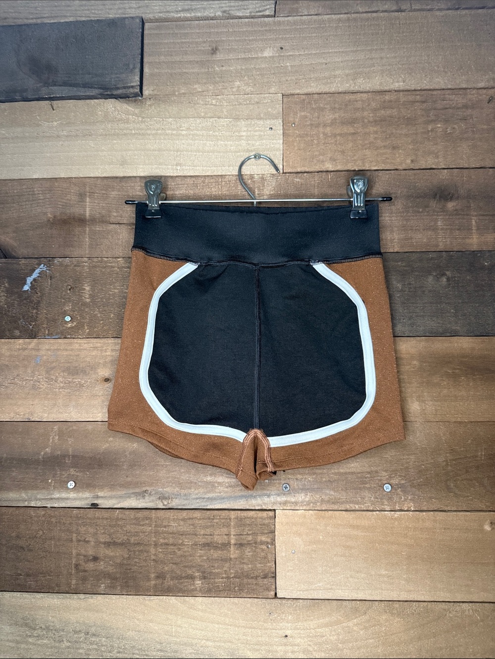 FP Movement by Free People Black & Brown Athletic Shorts with White Trim